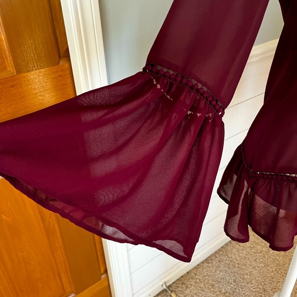 Taylor & Sage Burgundy Boho Flowey Blouse - Picture 6 of 8